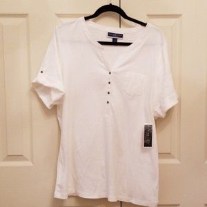 Karen Scott white short sleeve top.